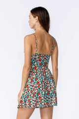 Dalia Blue and Red Floral Print Cami Dress