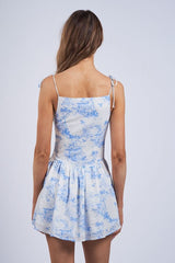 Dolly White and Blue Flower Mini Dress