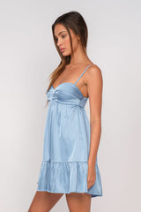 Bailey Blue Satin Babydoll Mini Dress