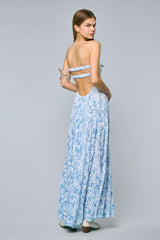 Brisa Blue Floral Strapless Maxi Dress