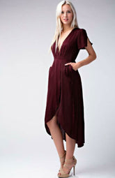 Come Together Burgundy Midi Wrap Dress