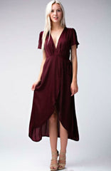 Come Together Burgundy Midi Wrap Dress