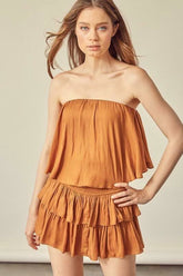 Monaco Caramel Strapless Romper