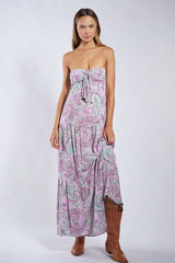 Selene Pink Paisley Floral Strapless Maxi Dress