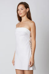 Remi White Linen Strapless Mini Dress