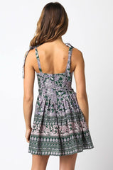 Chateau Dark Green Floral Bustier Dress