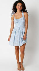 Chateau Blue Eyelet Lace Bustier Dress