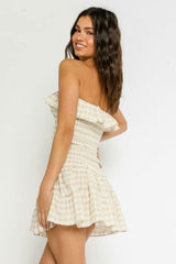 Take Me With You Khaki Gingham Two-Piece Dress
