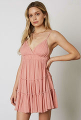 Sundown Coral Backless Mini Dress