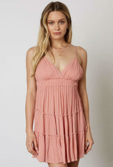 Sundown Coral Backless Mini Dress