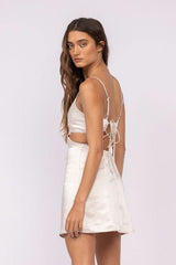 Sweet Talker Cream Satin Cutout Mini Dress