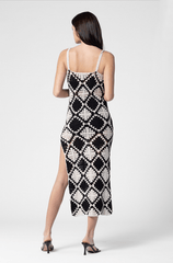 Capri Black and Taupe Crochet Midi Dress