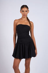Marcuss Black Bubble Hem Tube Mini Dress
