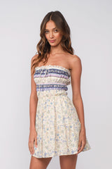 Elizabeth Cream Floral Strapless Mini Dress