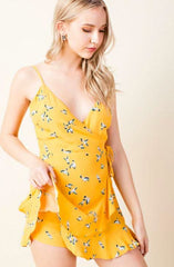 Mila Yellow Bird Print Skort Dress