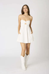 Erika White Eyelet Strapless Mini Dress