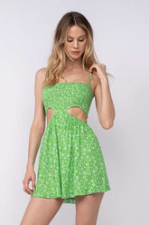 Nadia Green Floral Cutout Mini Dress