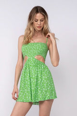 Nadia Green Floral Cutout Mini Dress