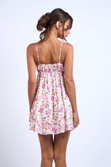 Martha Pink Floral Babydoll Mini Dress