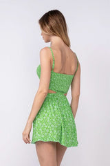 Nadia Green Floral Cutout Mini Dress