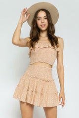 Take Me With You Khaki and Pink Print Two-Piece Dress