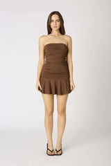 Gabbie Brown Strapless Ruched Mini Dress