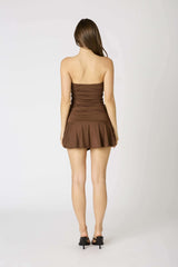 Gabbie Brown Strapless Ruched Mini Dress
