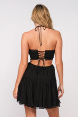 Garden Muse Black Halter Dress