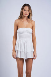 Gigi White Strapless Romper Dress