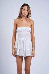 Gigi White Strapless Romper Dress