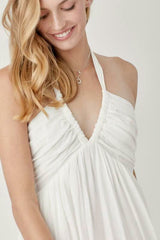 Olivia White Halter Maxi Dress