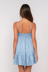 Bailey Blue Satin Babydoll Mini Dress