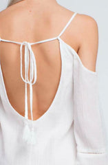 Marina White Bell Sleeve Dress