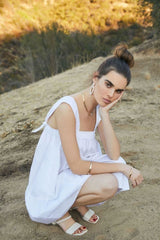 Summer Breeze White Tie-Strap Swing Dress