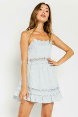 Instant Charmer Light Blue Eyelet Mini Dress
