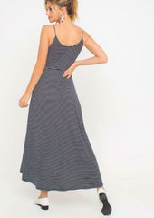 Consider This Navy Blue and White Striped Maxi Tank Dress
