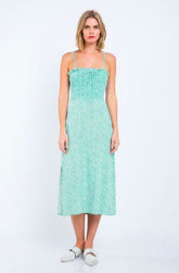 Jessica Spring Green and White Print Midi Dress