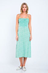 Jessica Spring Green and White Print Midi Dress