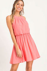 Feeling Flirty Pink Blouson Skater Dress