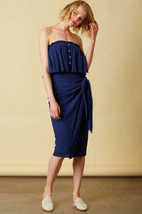 Lagoon Navy Strapless Two-Piece Midi Dress Set