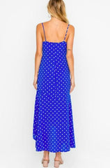 Kayla Cobalt Blue Polka Dot Midi Dress