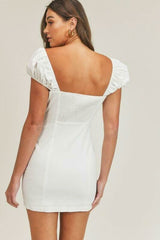 Athena White Cap Sleeve Bodycon Mini Dress