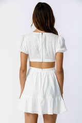 Summer Joy White Eyelet Cutout Puff Sleeve Dress