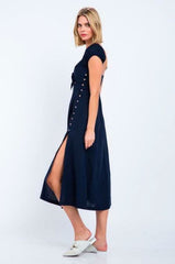 Astwood Cove Navy Off-the-Shoulder Midi Dress