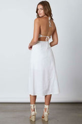 Parga White Tie-Back Midi Dress
