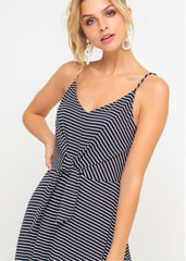 Consider This Navy Blue and White Striped Maxi Tank Dress
