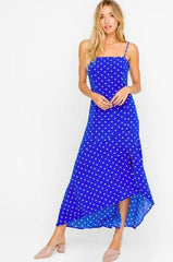 Kayla Cobalt Blue Polka Dot Midi Dress
