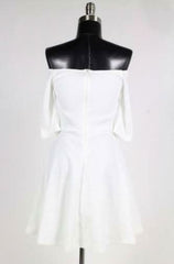 All Of My Honesty White Off-The-Shoulder Skater Dress