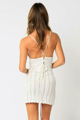 Sea You Soon White Crochet Mini Dress