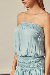 Lovely and Sweet Sage Blue Strapless Mini Dress